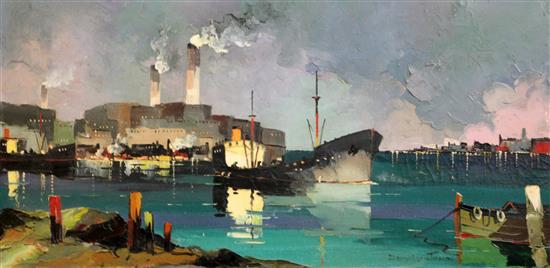 § Cecil Rochfort DOyly John (1906-1993) Shoreham Harbour, Evening 14 x 28in.